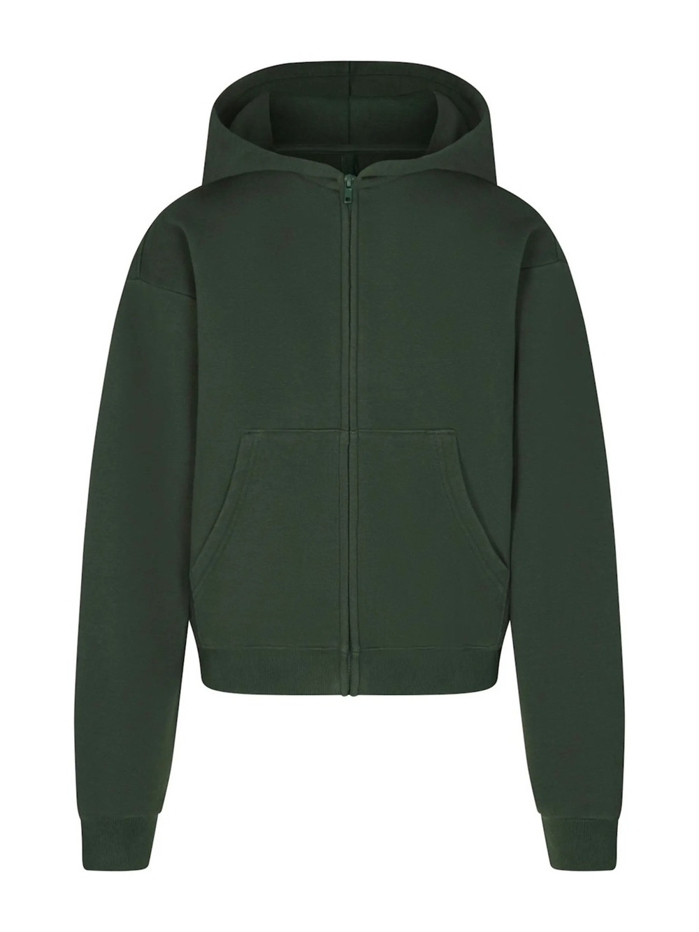 SKIMS Cotton Fleece Classic Zip Up Hoodie in Spruce NWT